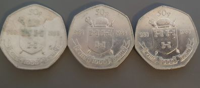 X3 Dublin 1988, 50p coins
