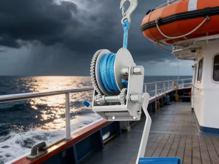 4500 Pound Manual Winch With Nylon with Locking Function Hand Winch with 3 Gear Ratios For Yacht Boat Trailer etc