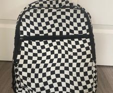 Classic Black & White Checkered Backpack / Rucksack