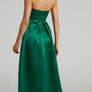 Showpo Queen Of The Night Strapless Maxi Dress In Emerald Satin Uk6 Xs Debs-wedding-formal Dress New Image 4