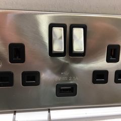Twin Switched Socket with USB Satin Chrome