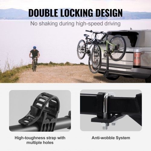 Hitch Mount Bike Rack, 4-Bike Carrier Rack, 150 LBS Capacity Bike Rack Hitch for 2-inch Receiver, Titling and Folding Bike Carrier with No-Wobble U Bolt and Strap, for Car, SUV, Truck, RV