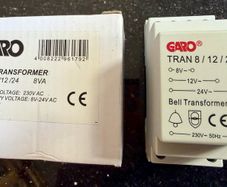 GARO door bell transformer , 230v - 8v/12v/24v , 8VA