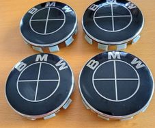 Brand New BMW Full Black Wheel Centre Caps 68mm