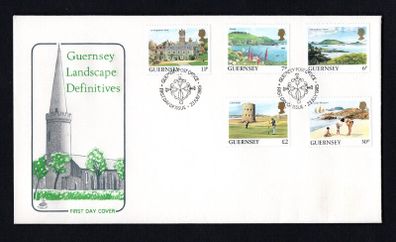 1985 Guernsey Landscapes Definitive Series (6p, 7p, 11p, 30p & GB2) First Day Cover (FDC)
