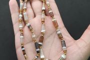 Authentic Antique Yemeni Banded Agate Beads Necklace 22 inches
