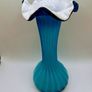 Vintage 1970s art glass marine blue ribbon vase Image 3