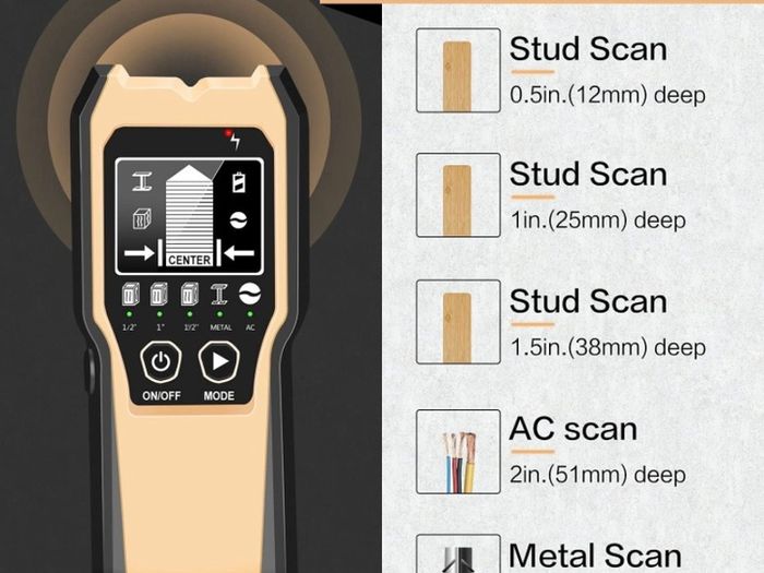 Stud Finder 5 in 1 Electronic Stud Sensor Beam Joist Finder Wall Detector Edge Center Find for Wood Live AC Wire Metal Stud Detection with Buzzer and LCD Display (FREE POSTAGE)
