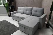 Silver Grey Corner Sofa Bed Storage Free Delivery