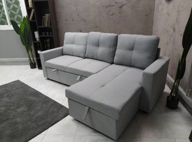 Silver Grey Corner Sofa Bed Storage Free Delivery
