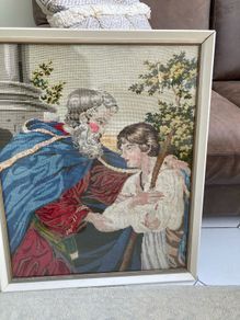 Price drop Victorian Needlework Depicting The Return Of The Prodigal Son, C. 1860