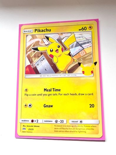 Original Pikachu card 25/25 from the special Pokemon TCG Celebrations 25th Anniversary
