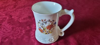 Royal Stuart By Royal Tara Bone China Gold Gilt Large Floral Tankard / Vase Made In Galway Ireland