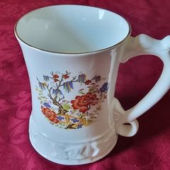 Royal Stuart By Royal Tara Bone China Gold Gilt Large Floral Tankard / Vase Made In Galway Ireland