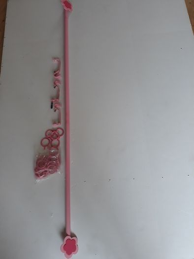 Curtain Metal Pink Pole Set Including 22 Plastic Rings-2