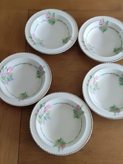 Vintage Portland Pottery Cobridge desert bowls Date Stamped 1956 Floral Scalloped