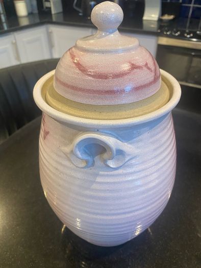 Beautiful very  Tall  12 inch Ceramic lidded pot