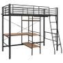 Bunk Bed with Table Frame Black Metal 90x200 cm Image 7