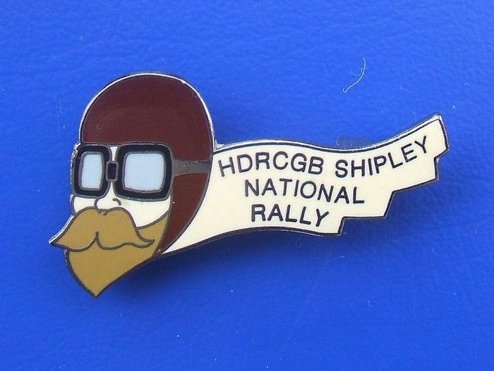 Harley Davidson Riders Club of Great Britain (HDRCGB) - Shipley Rally enamel badge (1970's / 1980's). A scarce badge!