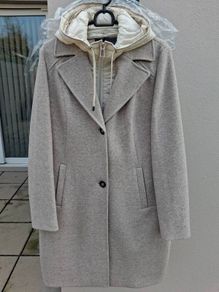 German brand Barbara Lebek - WOOL Coat - Taupe Cream - DE 38 UK 12 - BNWT RRP 230