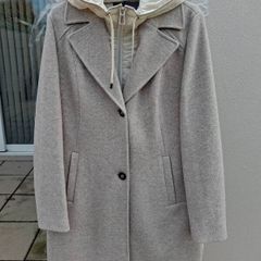 German brand Barbara Lebek - WOOL Coat - Taupe Cream - DE 38 UK 12 - BNWT RRP 230