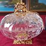 Killarney Crystal Cut Crystal Glass Happy Birthday Lidded Jewelry Dish / Bowl With 24 Carat Gold Cover Handle and Footed Base Finishing Made In Ireland Image 2