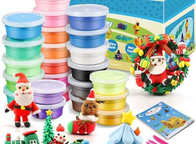 24 Colors Air Dry Clay, Magic Clay Ultra Light Modelling Clay Non Toxic, Creative Art DIY Crafts for Kids Boys & Girls