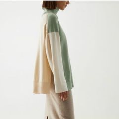COS Merino Colourblock Knit Turtleneck Sweater Size M (Fits UK 14-16 Oversized)
