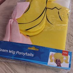 Foam Party Wig Pigtails Blonde