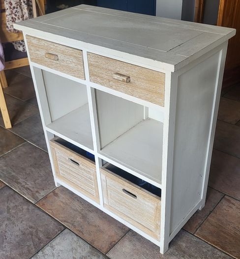 Hall console with drawers and shelves