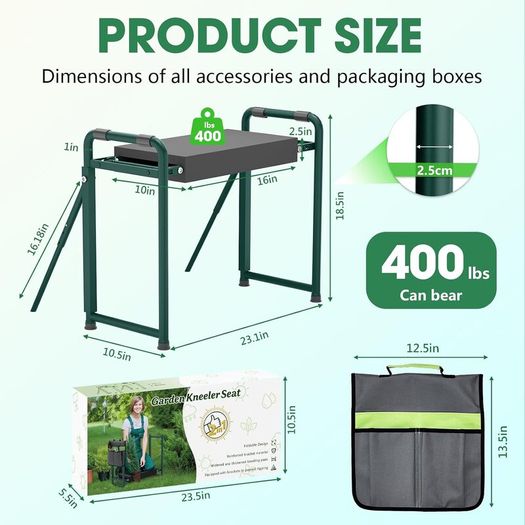 Onadak Heavy Duty 500lb Foldable Garden Kneeler with Support Legs - Brand New