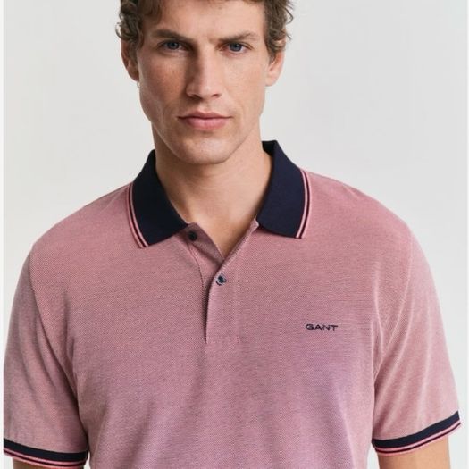 GANT Mens 4 Color Oxford Polo Shirt Pink Navy Contrast Trim Size 3XL