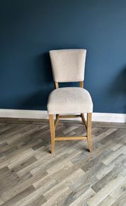 EZ Living Ava Beige Linen Look Fabric Barstool