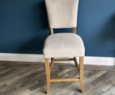 EZ Living Ava Beige Linen Look Fabric Barstool