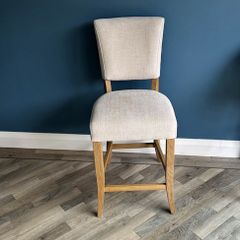 EZ Living Ava Beige Linen Look Fabric Barstool