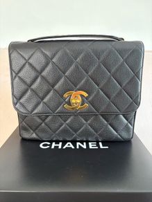 chanel rare vintage caviar Single Flap 24k Gold Plated