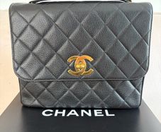 chanel rare vintage caviar Single Flap 24k Gold Plated