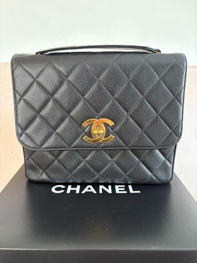 chanel rare vintage caviar Single Flap 24k Gold Plated