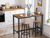 _Set of 2 Bar Stools Kitchen Chairs with Sturdy Steel Frame Height 65 cm Round Easy Assembly Industrial Style Greige-Black