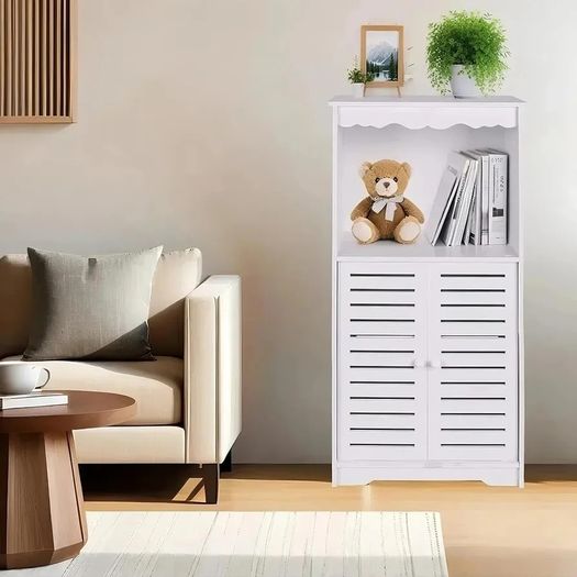 Freestanding Bathroom Storage Cabinet, Waterproof PVC Floor Cabinet with Drawer & Door, Organiser for Bathroom, Kitchen, Living Room, Office 75cm (H) x 34cm (W) x 24cm (D)