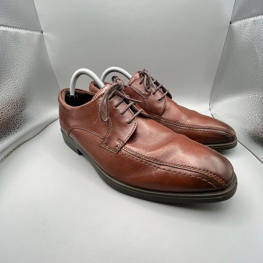 Ecco Melbourne Derby Shoes - Size UK 8.5 - Brown Leather