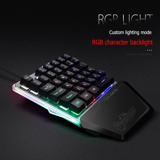 Gaming Keyboard RGB Backlit, 7KEYS 35 Keys Ergonomic Mini Keyboard with Wrist Rest, Half Keyboard for PC Gaming (Keypad)