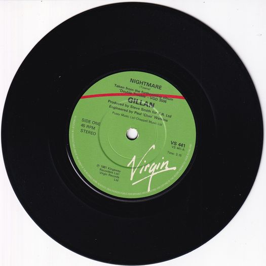 Gillan Nightmare 1981 Uk Pressing Virgin Records 45rpm