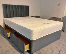Double 4ft6 Divan Beds. Multiple Designs Instock. New Tufted Memory Foam Mattresses Available. Free Delivery
