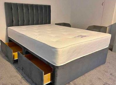 Double 4ft6 Divan Beds. Multiple Designs Instock. New Tufted Memory Foam Mattresses Available. Free Delivery