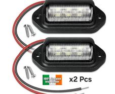 2pcs LED White Rear Number plate Lights Trailer Truck Caravan Bus Tailights