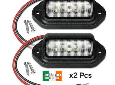2pcs LED White Rear Number plate Lights Trailer Truck Caravan Bus Tailights