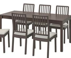Ikea dinning set EKEDALEN dark brown - table extendable 180/240cmx90cm with 5 chairs
