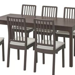 Ikea dinning set EKEDALEN dark brown - table extendable 180/240cmx90cm with 5 chairs