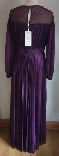 Lorensa Evening Dress Full Length Ball Gown Long Sleeves Lined Purple Size UK8-10 CAN POST
